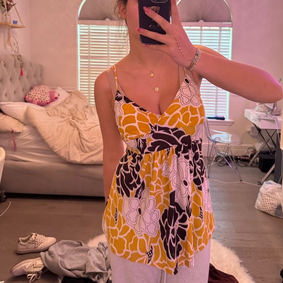 Siren Lily Tops - Siren Lily Mustard and Black Floral Top